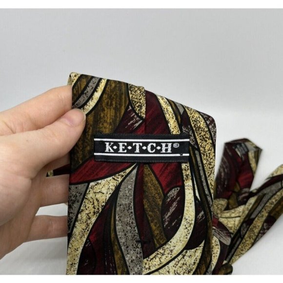 Lot of 2 Men's Designer Ketch Neckties Multicolor Red Abstract Made In USA - Picture 9 of 10